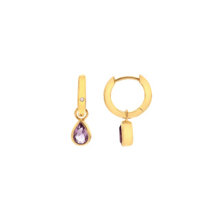 Pozlacené stříbrné náušnice Hot Diamonds X Golden Edit Amethyst DE901