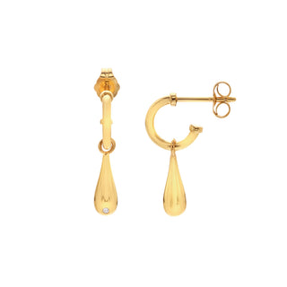 Pozlacené stříbrné náušnice Hot Diamonds X Golden Edit Droplet DE906