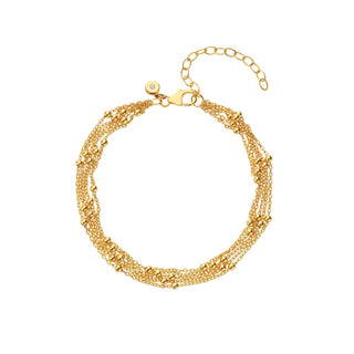 Pozlacený stříbrný náramek Hot Diamonds x Tasha Ghouri Multi Strand Bead DL691