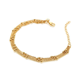 Pozlacený stříbrný náramek Hot Diamonds x Tasha Ghouri Multi Strand Bead DL691