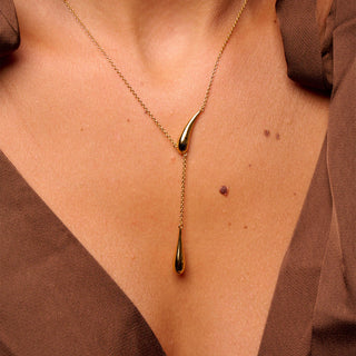 Pozlacený stříbrný náhrdelník Hot Diamonds X Golden Edit Droplet DN244