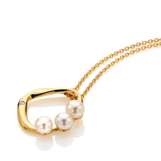 Pozlacený stříbrný náhrdelník Hot Diamonds X Golden Edit Pearl DN256
