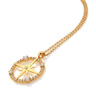 Pozlacený stříbrný náhrdelník Hot Diamonds X Golden Edit Compass DP1112