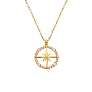 Pozlacený stříbrný náhrdelník Hot Diamonds X Golden Edit Compass DP1112