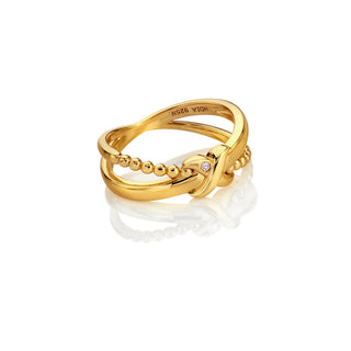 Pozlacený stříbrný prsten Hot Diamonds X Golden Edit Coupled DR328