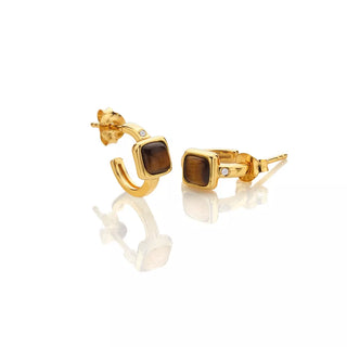 Pozlacené náušnice Hot Diamonds X Gemstones Square DE769