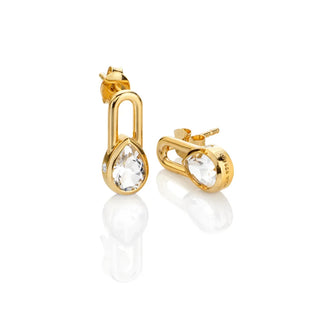 Pozlacené stříbrné náušnice Hot Diamonds X Golden Edit Solitaire DE880