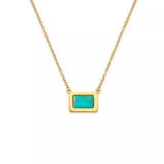 Pozlacený náhrdelník Hot Diamonds X Gemstones Rectangle DN179