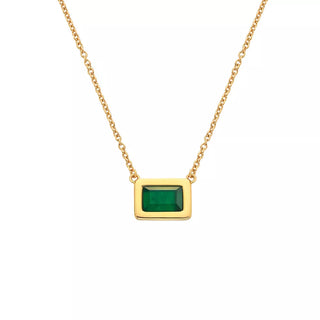 Pozlacený náhrdelník Hot Diamonds X Gemstones Rectangle DN181