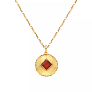 Pozlacený náhrdelník Hot Diamonds X Gemstones Coin DP934
