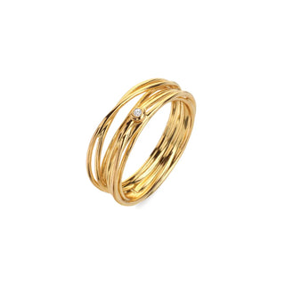 Pozlacený stříbrný prsten Hot Diamonds X Golden Edit String DR326